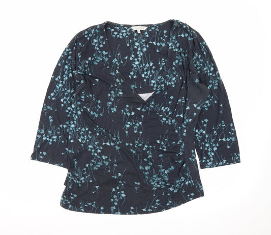 RJR John Rocha Women's Blue Floral Wrap Blouse Size 18