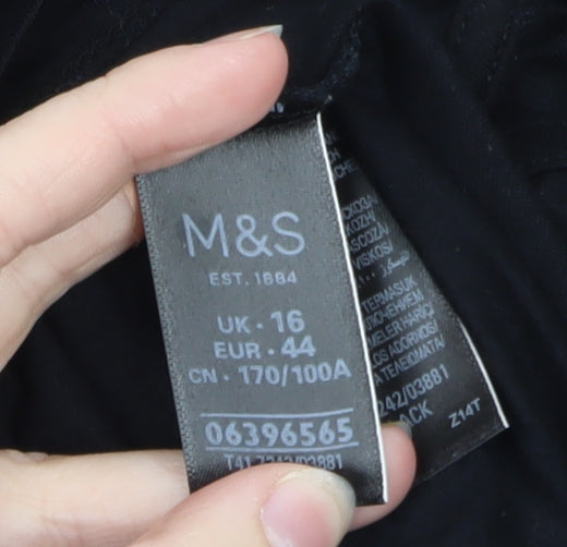 Marks and Spencer Women's Black Roll Neck Long Sleeve Basic Top Size 16