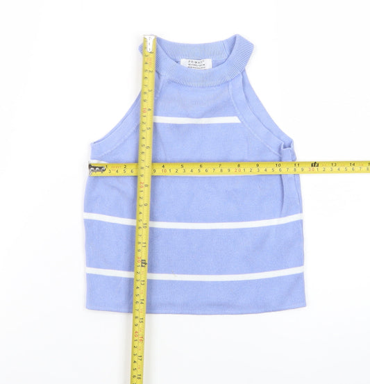 Primark Teens Blue Striped Knit Halter Tank Top Size 10