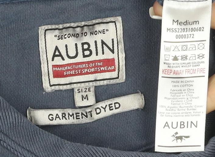 Aubin Men's Blue Medium Crew Neck Cotton Pullover Sweatshirt