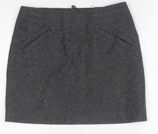 H&M Women Grey Wool Blend Pencil Skirt Size 10 Lined Workwear