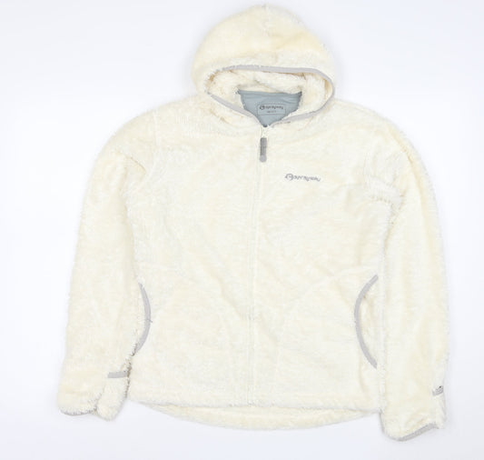 Sprayway Teens White Fleece Hooded Zip Jacket Size 14