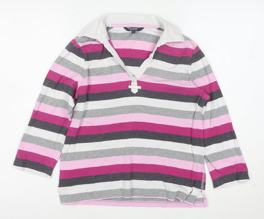 Maine New England Womens Multicoloured Striped Cotton Rugby Top Size 12