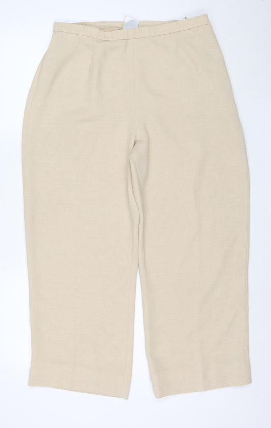 Eastex Women Beige High Rise Straight Trousers Size 12