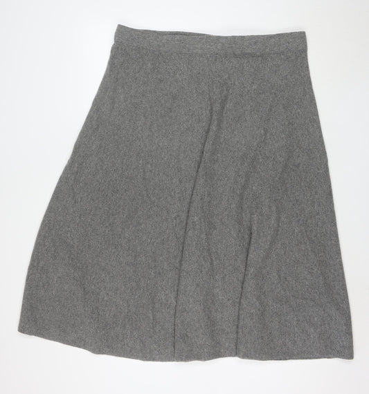 Whistles Women Grey Wool A-Line Knee Length Skirt XL