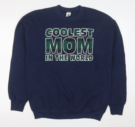 Additional front view of Fruit of the Loom Blue Funny Graphic unisex l pullover sweatshirt