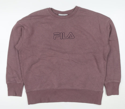 Additional front view of Fila women’s mauve sweatshirt uk l cotton blend pullover crew neck