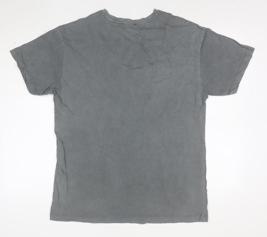 New Look Women's Grey Studded Cotton T-Shirt UK 12 Short Sleeve