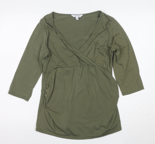 Dorothy Perkins Maternity Khaki Green 3/4 Sleeve Wrap Top UK 10