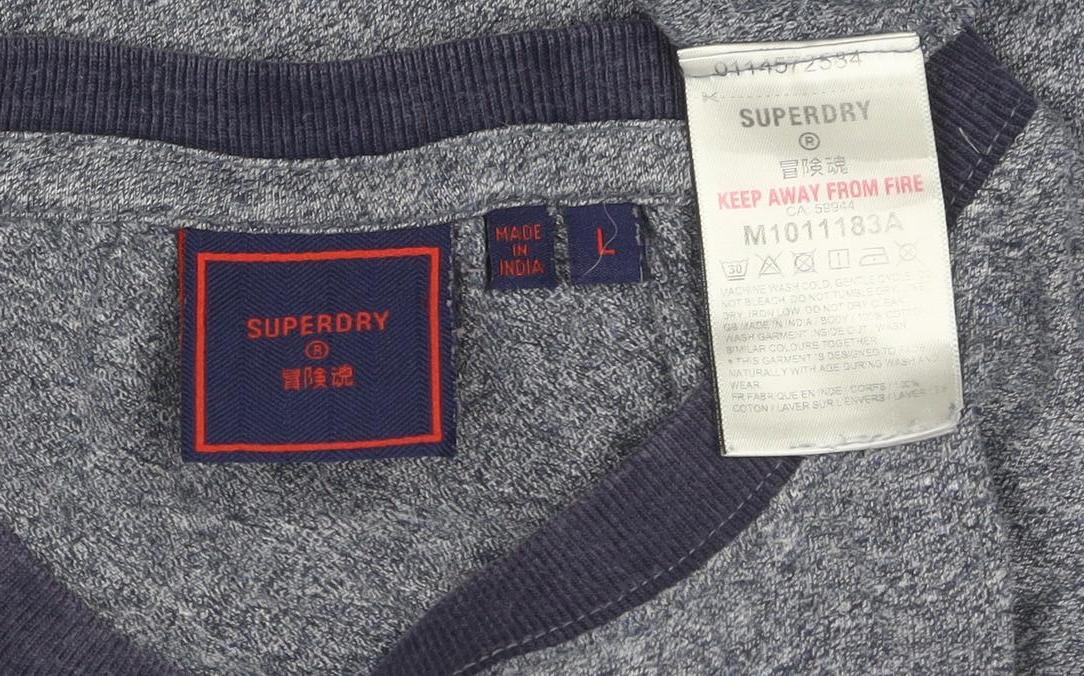 Superdry Men's Blue Crew Neck Short Sleeve T-Shirt Size L