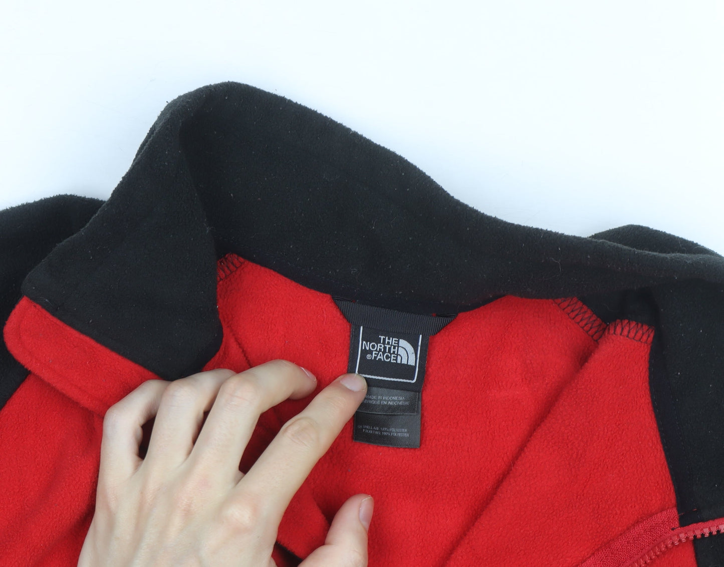 The North Face Men's Red and Black Full Zip Fleece Jacket Size L