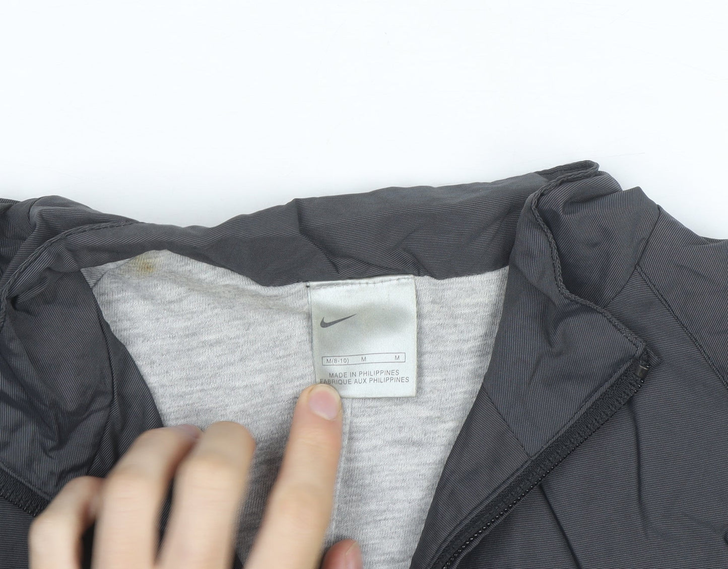 Nike Women's Grey Hooded Windbreaker Jacket Size 10 Lightweight