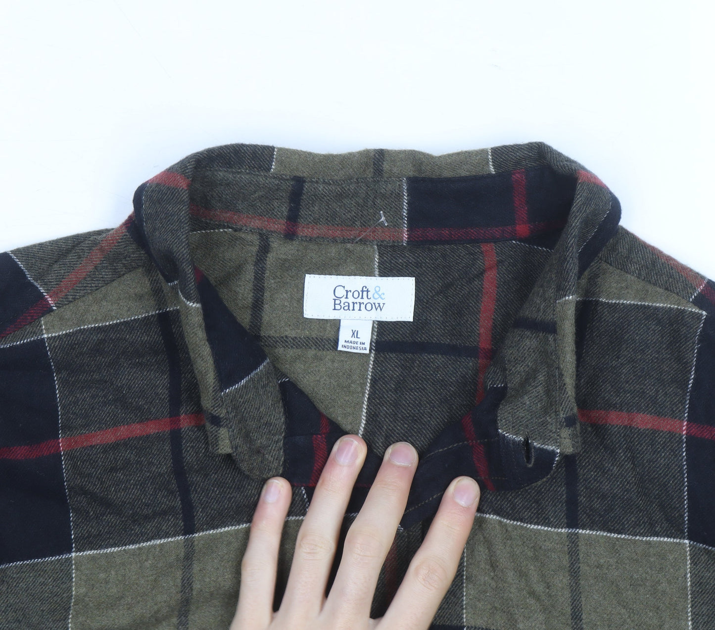 Croft & Barrow Men's Green Checked Flannel Button-Up Shirt XL