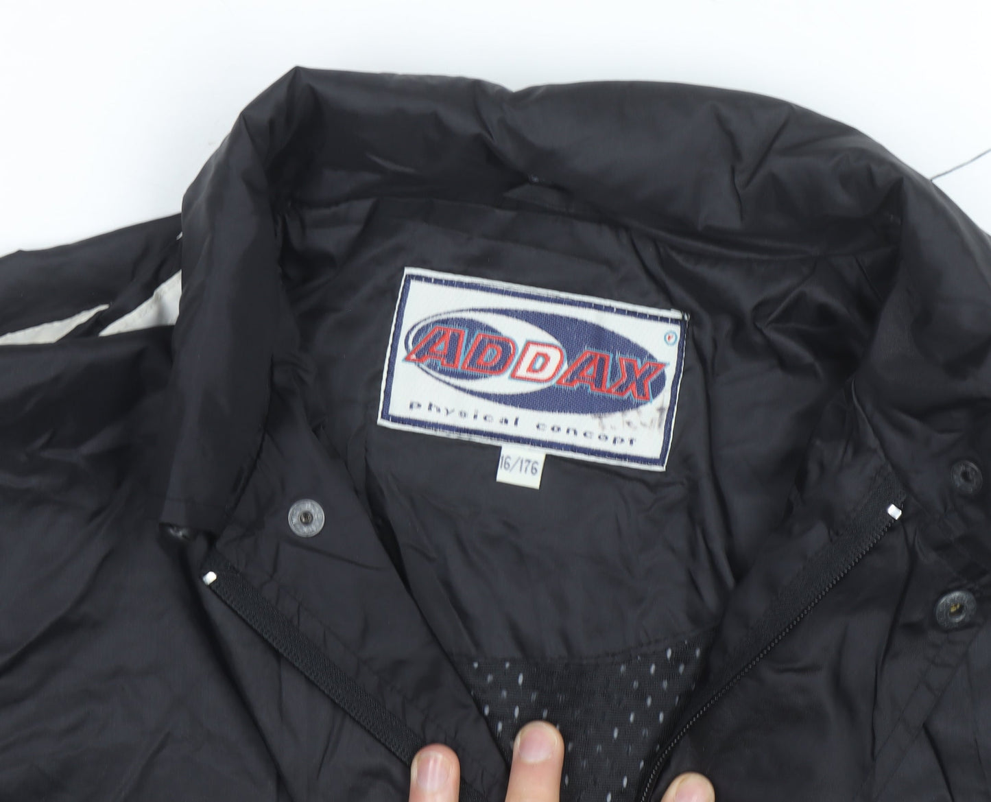 ADDAX Men's Black L Windbreaker Jacket with White Stripes