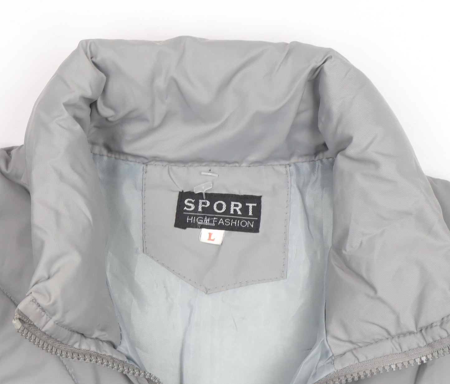 SPORT High Fashion Men's Grey Puffer Jacket L Insulated Winter Coat