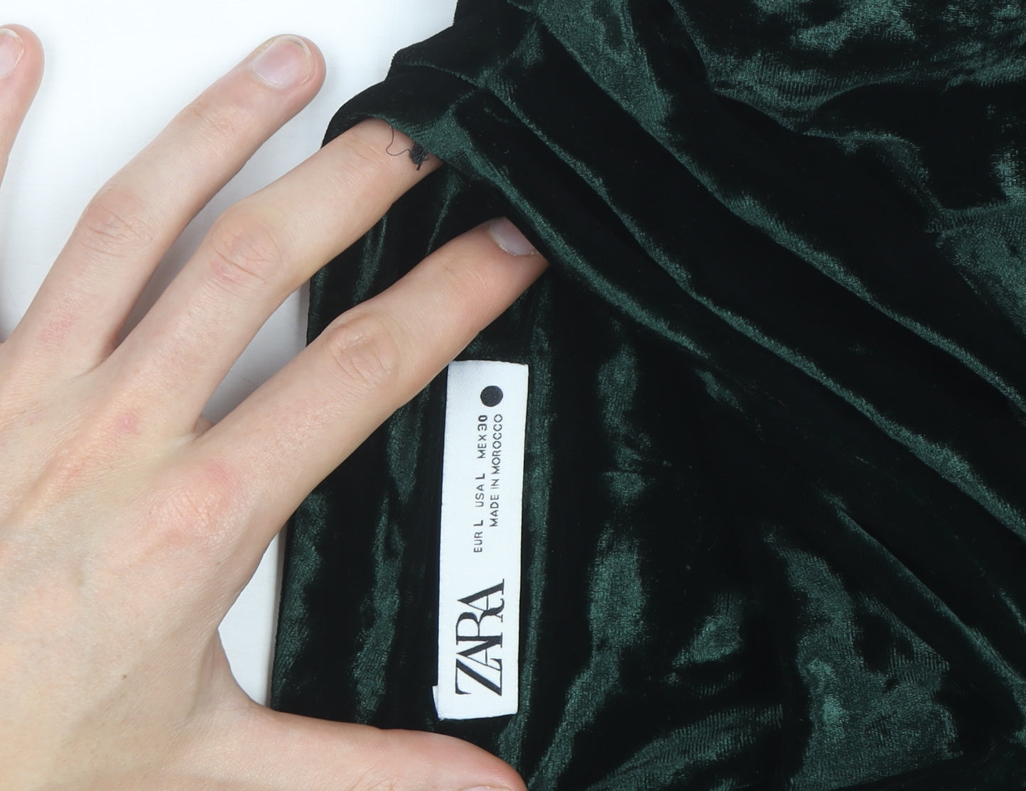 Zara Women's Green Velvet One Shoulder Bodycon Dress Size 14
