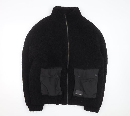 Saint + Sinner Men's Black Fleece Full Zip Jacket Size L
