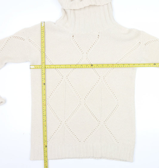 Gharani Strok Women’s Ivory Roll Neck Wool Cashmere Knit Jumper Size 16