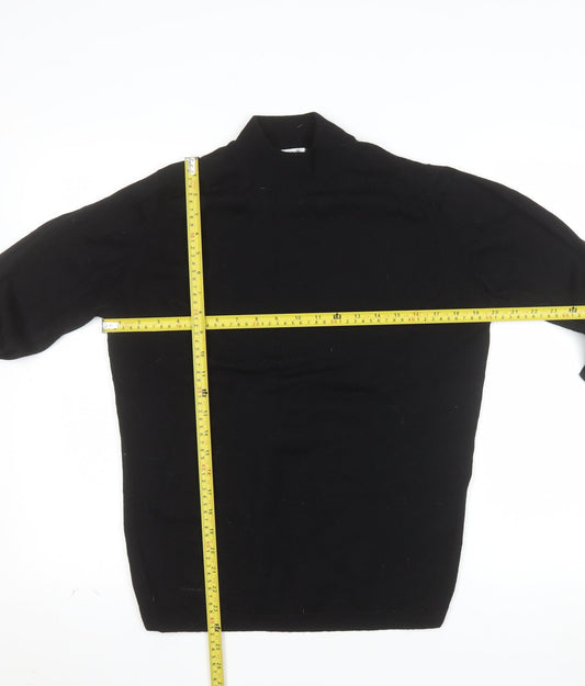 EWM Women Black Wool Mock Neck Long Sleeve Pullover Jumper Size 14-16