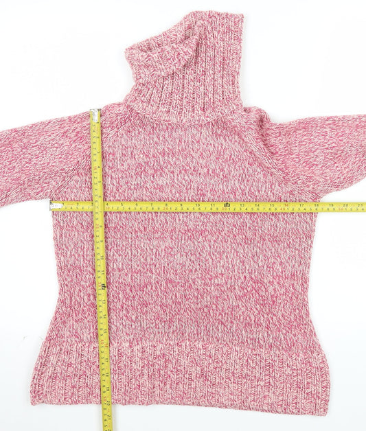 Next Women Pink Roll Neck Chunky Knit Jumper UK 12 Long Sleeve