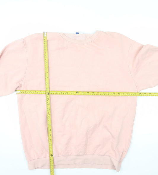 H&M Men’s Pink Crew Neck Pullover Sweatshirt Size L Fleece Cotton Blend
