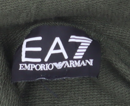 Additional view of Emporio Armani EA7 boys’ green pullover hoodie 14 years cotton logo style