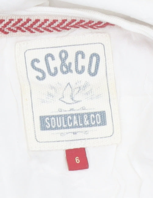 SoulCal & Co Women's White Cotton Cropped T-Shirt Size 6