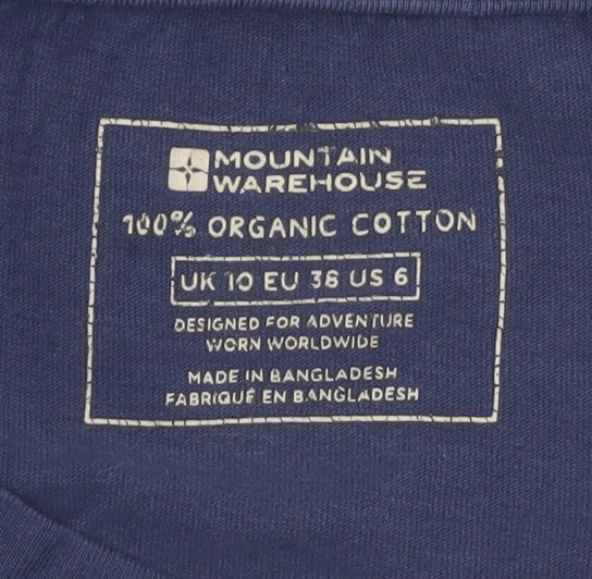 Mountain Warehouse Womens Blue Organic Cotton T-Shirt UK 10