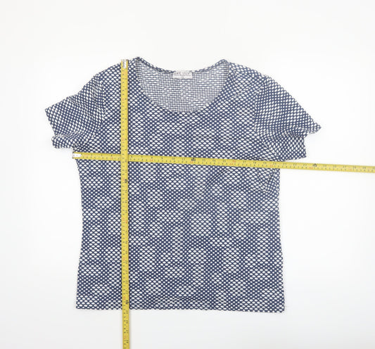 Kate Lilly Womens Blue Geometric Jersey T-Shirt Size 22