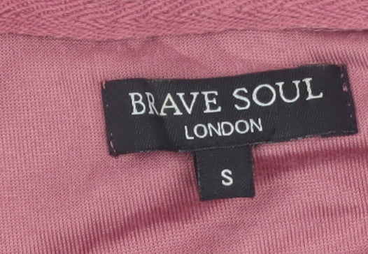 Brave Soul Women's Pink Lace Up Velvet Hoodie Size S