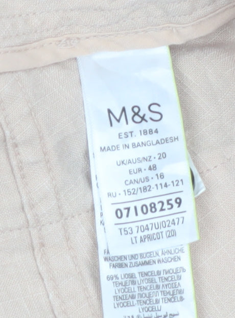 Marks and Spencer Women’s Beige Linen Blend Chino Trousers Size 20