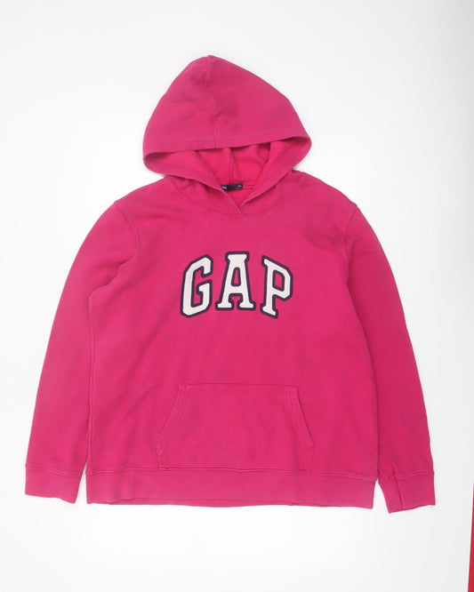 Gap Womens Pink Pullover Hoodie XL Logo Casual Sweatshirt