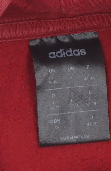 Adidas Women Red Pullover Hoodie Size 18 Cotton Blend Athletic Style