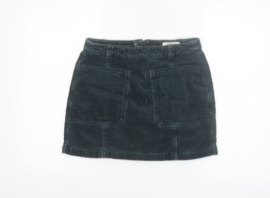 Marks and Spencer Women Blue Corduroy A-Line Short Skirt Size 10