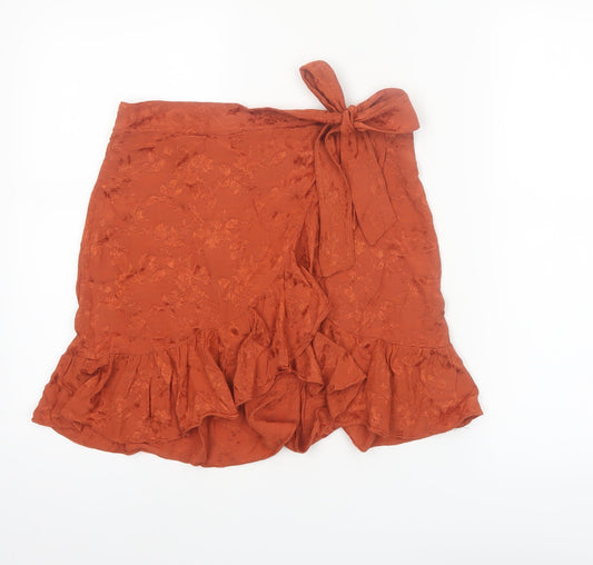 Urban Outfitters Womens Brown Wrap Ruffle Short Skirt L Viscose