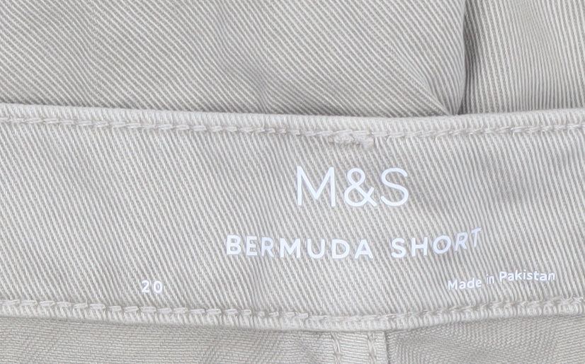Marks and Spencer Women Beige Size 20 Bermuda Cotton Shorts