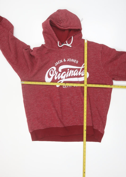 Jack & Jones Mens Red 2XL Pullover Hoodie Sweatshirt