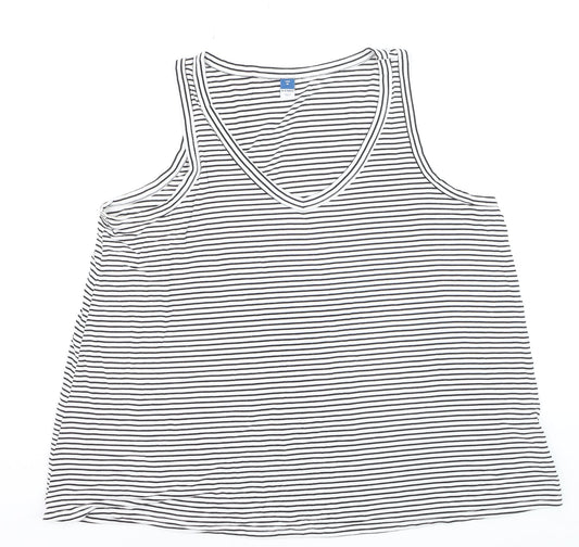 Old Navy Women's Black Striped V-Neck Luxe Tank Top XL