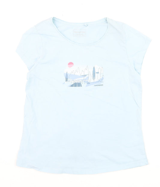 Craghoppers Women Blue Cotton Short Sleeve Graphic T-Shirt Size 14