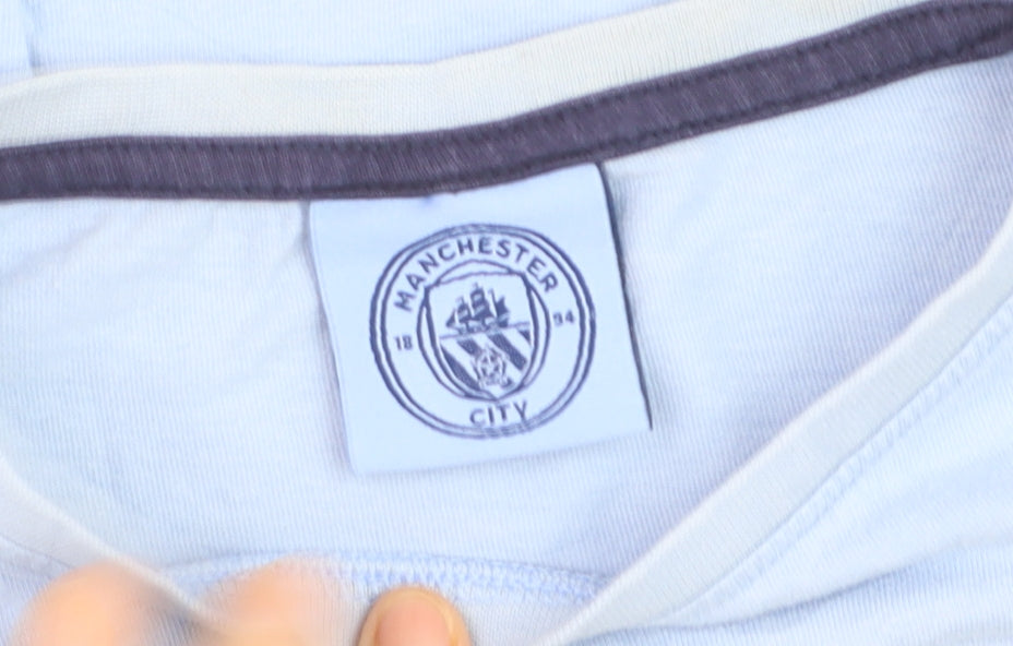Additional view of Manchester City boys’ blue long sleeve pyjama top 11-12 years football sportswear