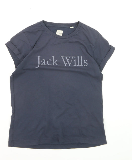 Jack Wills Women's Blue Cotton Crew Neck T-Shirt UK 6