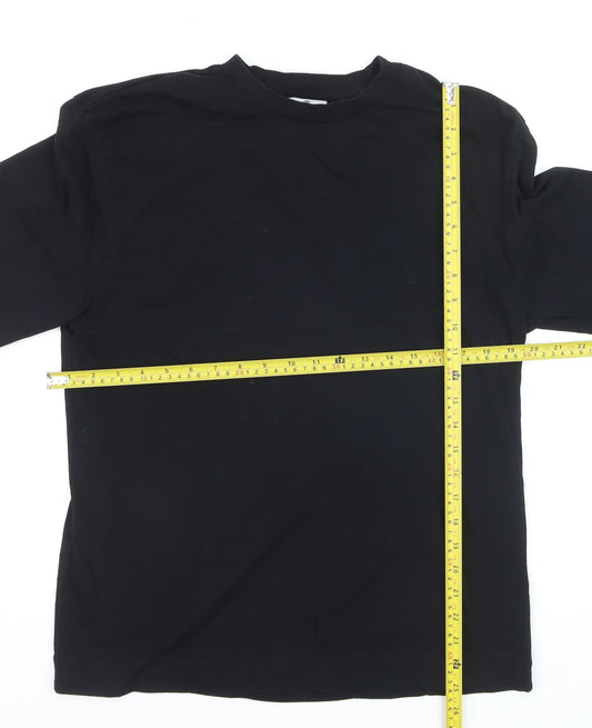 Collusion Men’s Black Cotton Long Sleeve Crew Neck Top Size S