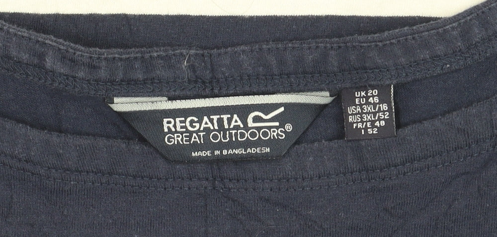 Regatta Women's Blue Striped Long Sleeve Cotton T-Shirt Size 20
