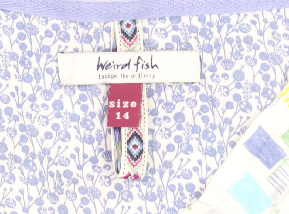 Weird Fish Women's Multicoloured Cotton Tunic Blouse Size 14