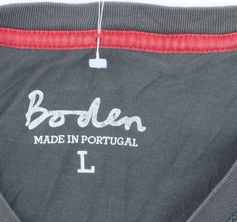 Boden Men's Grey Long Sleeve Cotton Crew Neck T-Shirt L