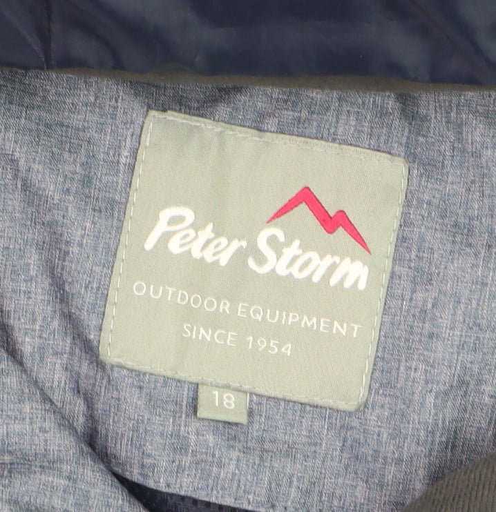 Peter Storm Women's Blue Waterproof Hooded Rain Jacket Size 18