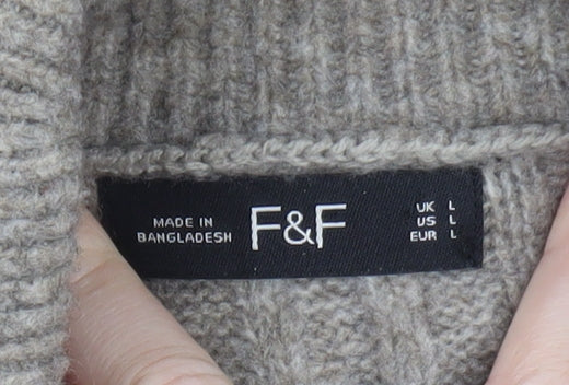 F&F Womens Beige Wool Blend Roll Neck Sleeveless Vest Jumper L