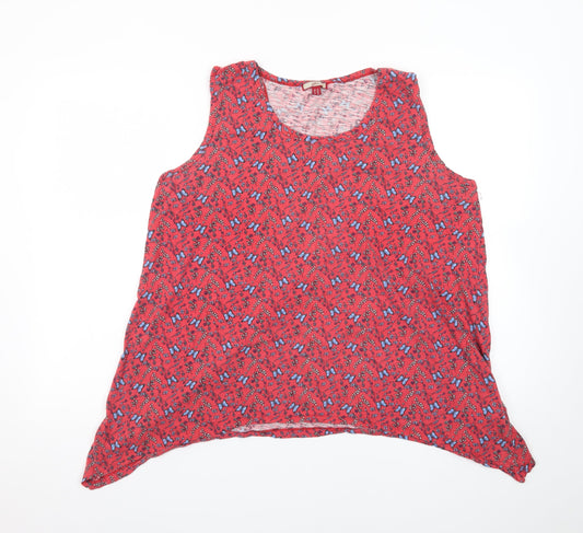 Additional front view of Joe Browns Women's Red Floral Asymmetric Sleeveless Dress, size 18