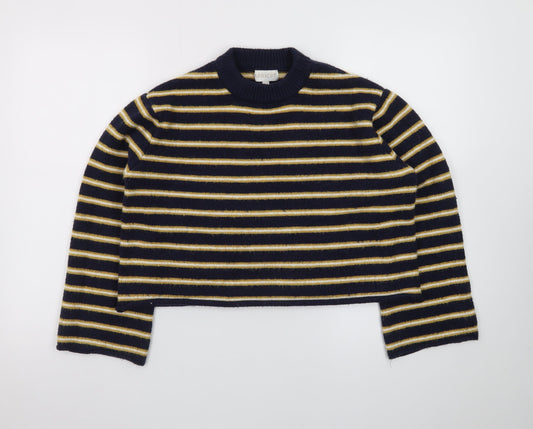 Apricot Women’s Blue Striped Crew Neck Long Sleeve Pullover Jumper UK 8