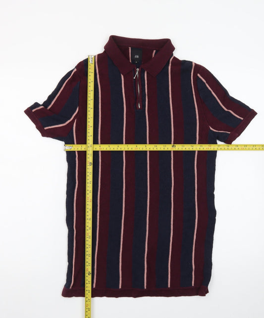 River Island Men’s Multicoloured Striped Polo Shirt Size S
